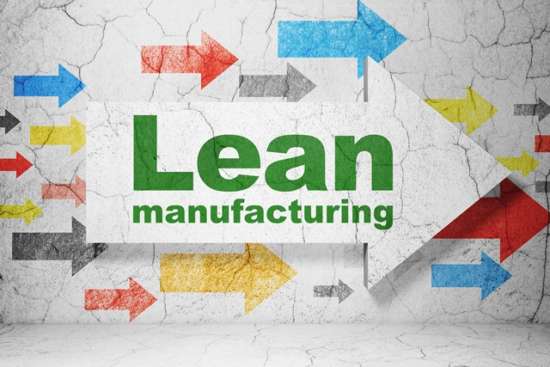Industry concept: arrow with Lean Manufacturing on grunge wall background